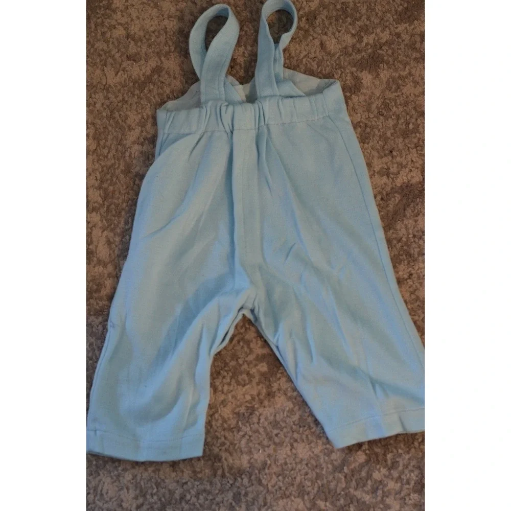 Tiny Tots Original Vintage Infant Clothing Size 3-6 Blue Overalls & Sweater 2pc